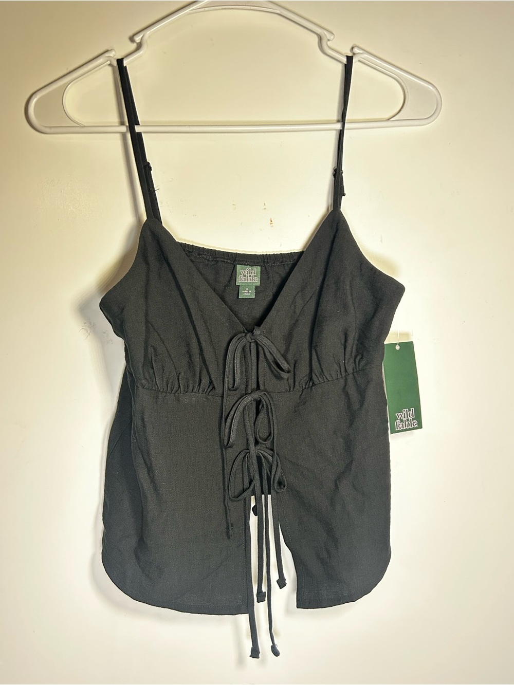 wild fable Black Lace-Up Spaghetti Strap Cami